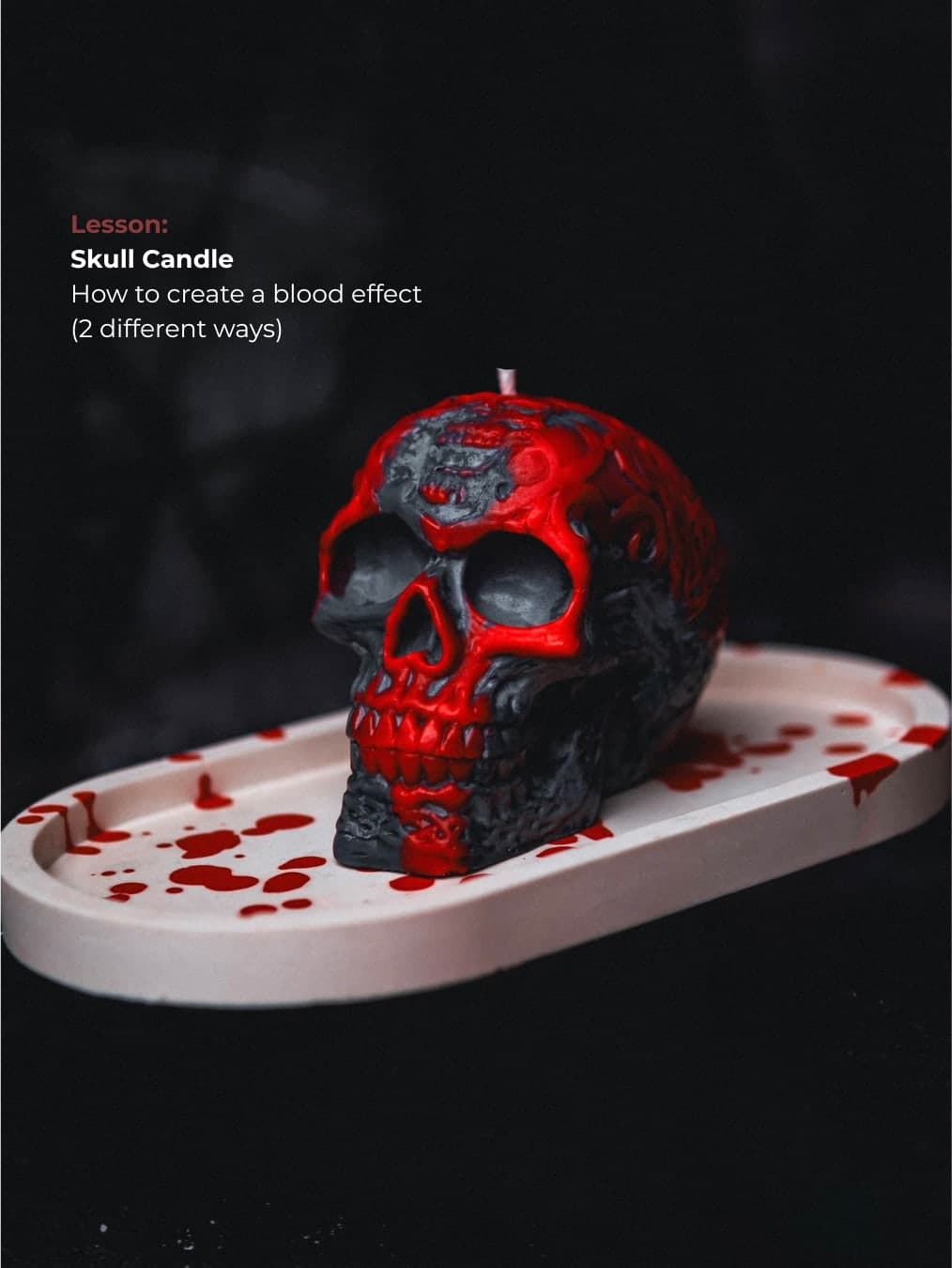 Skull candle with a blood effect