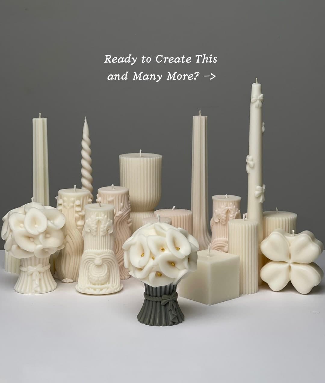 Collection of handmade pillar and sculptural candles